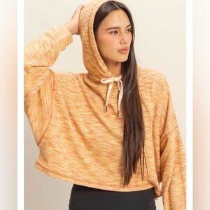 Women's Orange Long Sleeve Hooded Sweatshirt